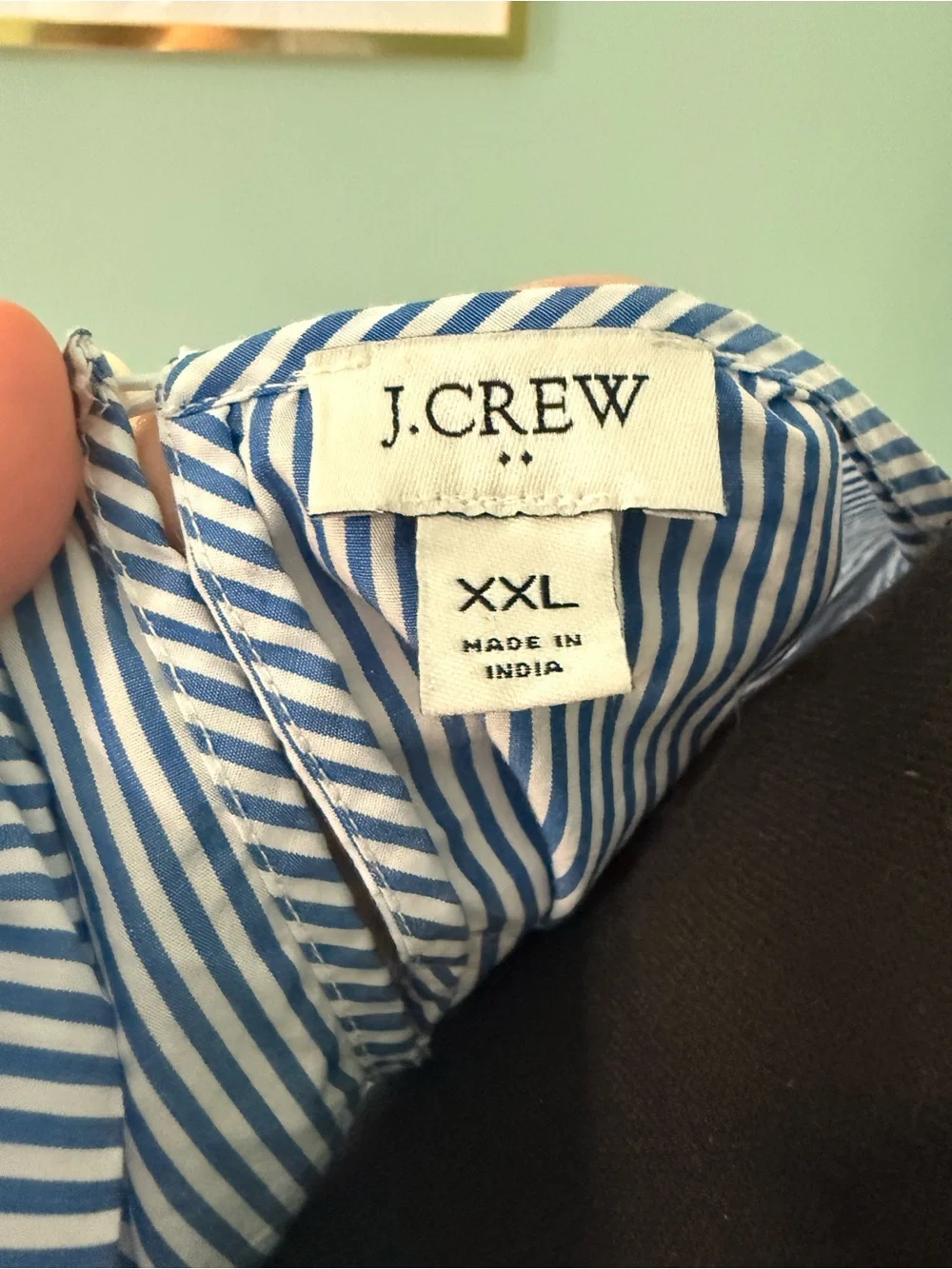 J. Crew Smocked Blue and White Striped Puff Sleeve Top - XXL